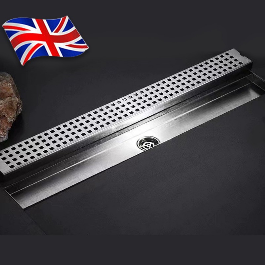 Stainless Steel Wet Room Linear Shower Floor Drain Channel Gully Waste Trap 60cm