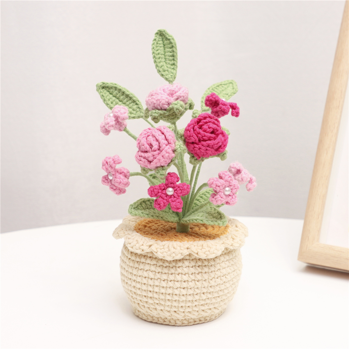 Crochet Rose Potted Ornament, picture 5 of 5