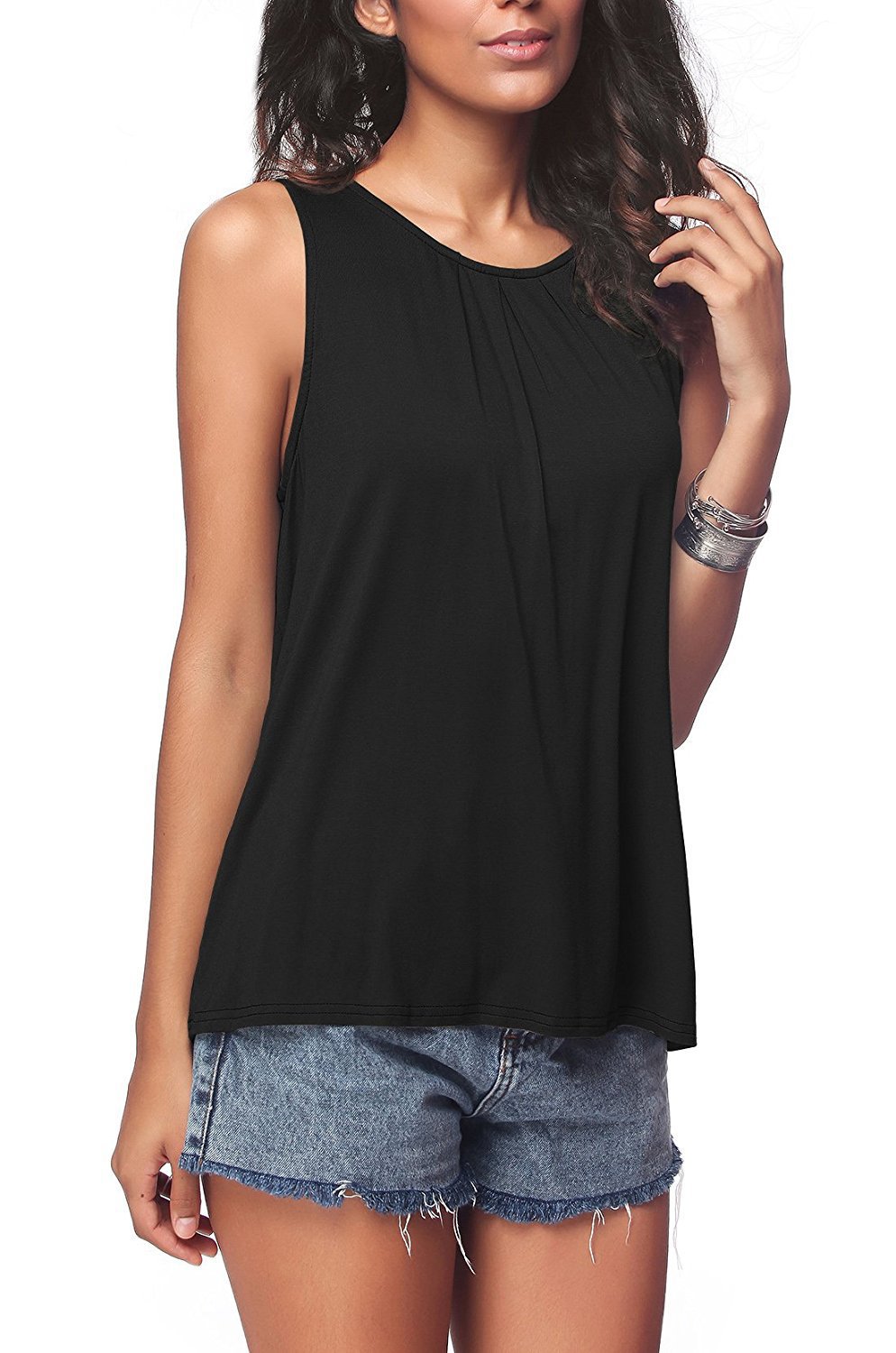 Explosive Casual Top Round Neck Sleeveless Vest T-shirt Women's Clothing