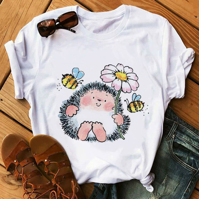 Title 2, Short-sleeved T-shirt Cartoon Cute Little Hedge...