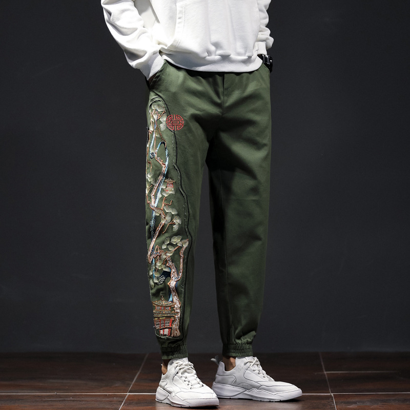 Men's Patchwork Embroidered National Trend Loose Pants