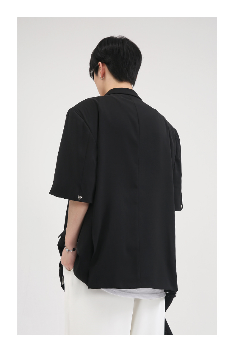 Metal Label Design Detachable Short Sleeve Padded Shoulder Suit