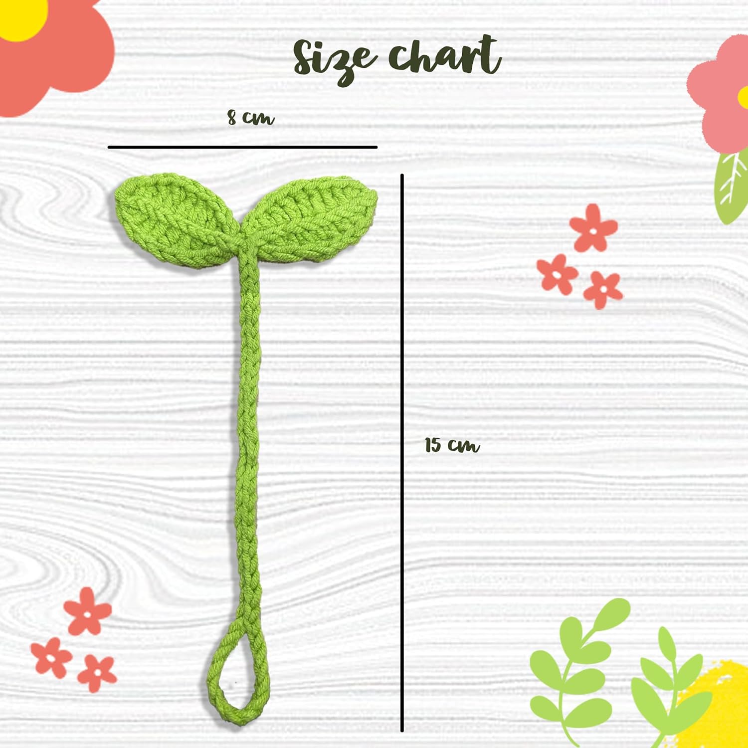 Cute Knitted Crochet Leaf Sprout,Lucky Handmade Multi-Functional Crochet Accessories, Ideal Bookmark For Bookworms, Funny Unique Headphone Cable Tie Gifts Accessory And Cable Tie