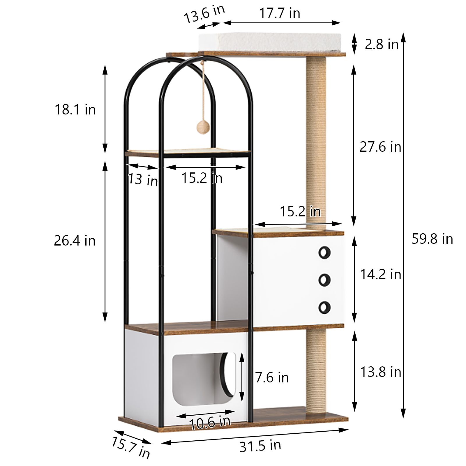 Cat Climbing Frame,Cat Tree,Modern Cat Tower, Multi-Level Cat Condo With 1 Caves,2 Scratching Posts,Perch,for Indoor Cats