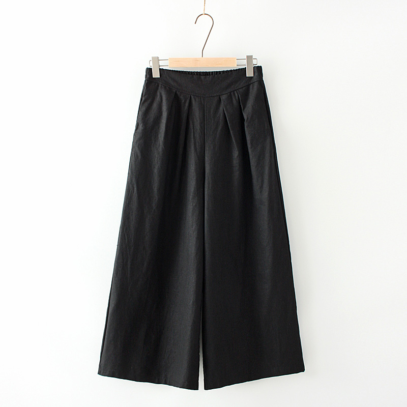 Title 2, Cotton and linen wide-leg cropped trousers