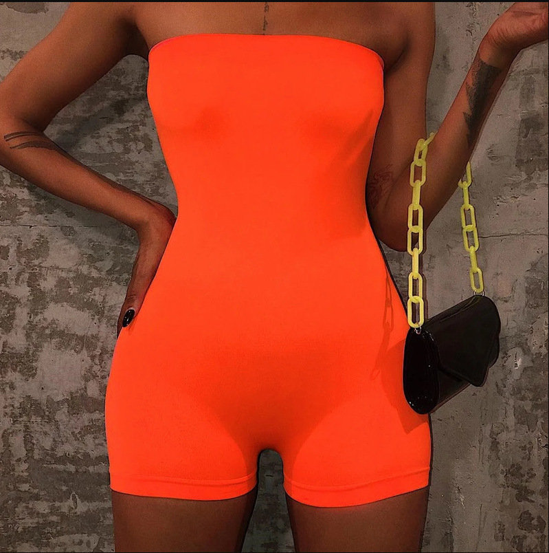 Solid Color Slim-fit Strapless Jumpsuit - Image 2