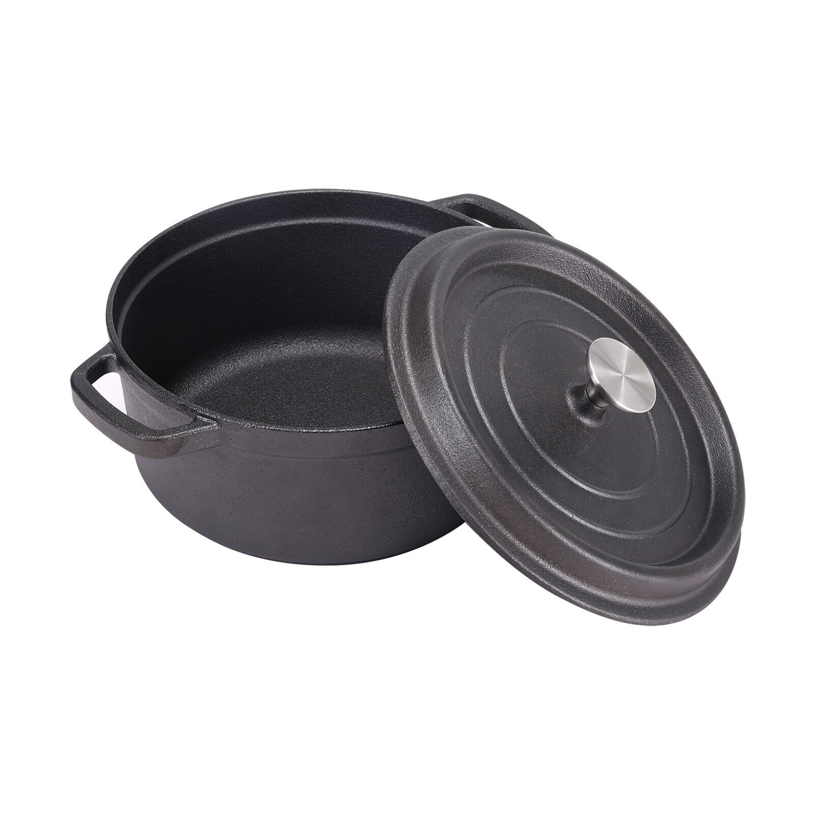 Kitchen Cast Iron Casserole Dish Pot Pan Basting Lid Stew Stock Baking Loaf — image 8