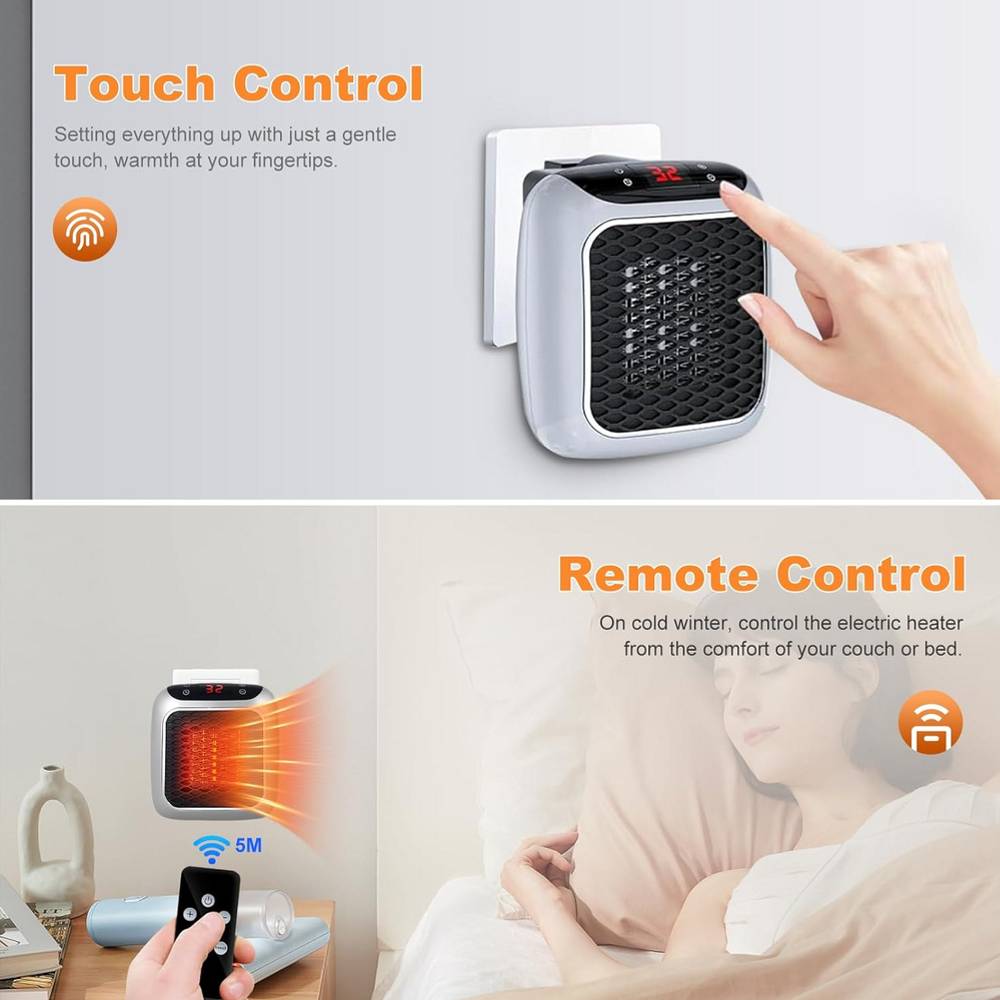 Wall Plug In Heater Fan Ceramic Space Low Energy 3S Fast Heating -Remote — image 3