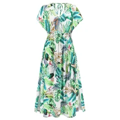 Fashionable Bat Sleeves V-Neck Strap Dress - Lq585Bailv - View 1
