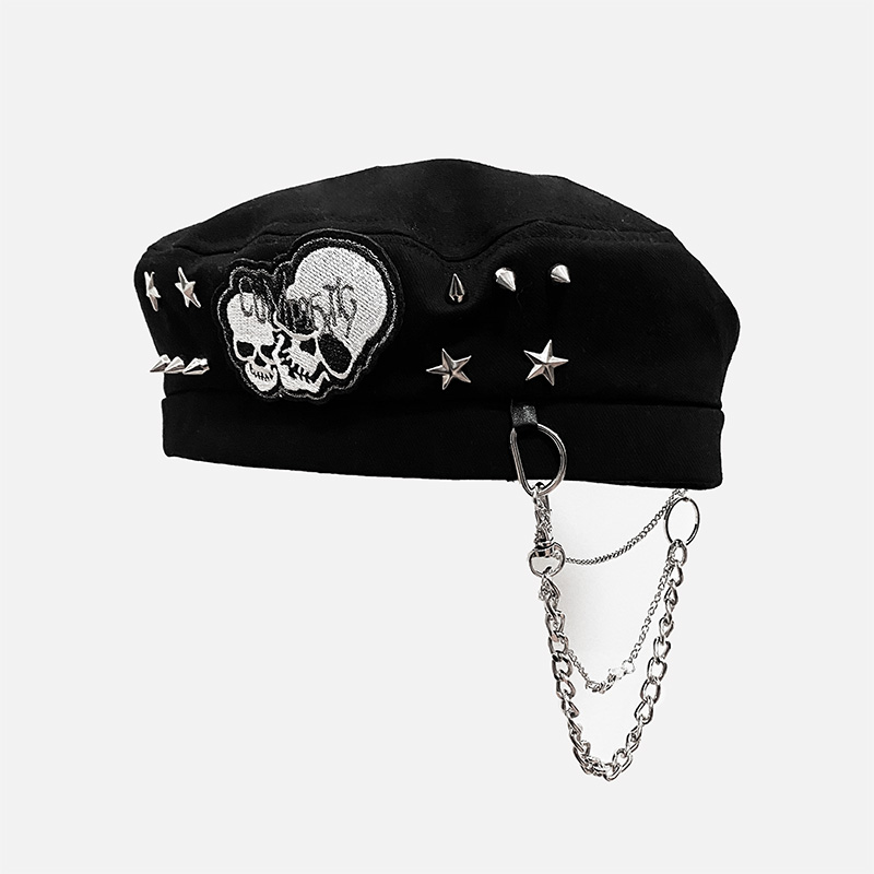 Original Punk Hot Girl Rock Girl Rock Skull Chain Beret