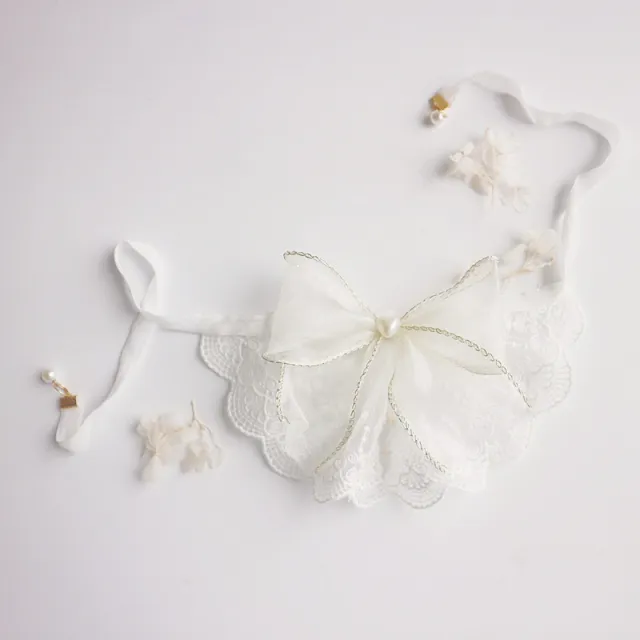 Cat Dog Lace Saliva Bow Jewelry Beige Yarn - Shop at LoveMi
