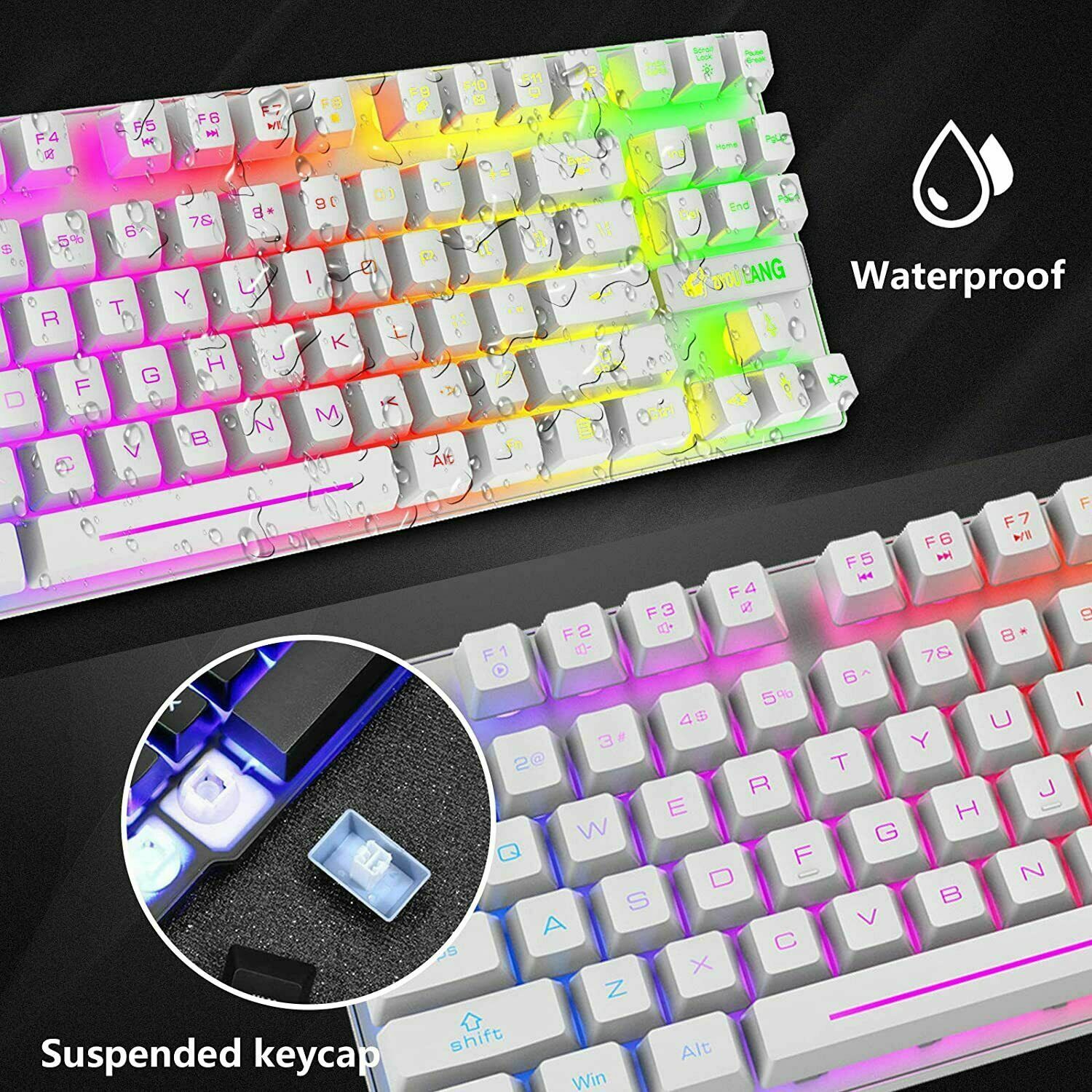 T87 Wireless Gaming Keyboard And Mouse Rainbow Backlit For PC Mac PS4 Xbox One 4