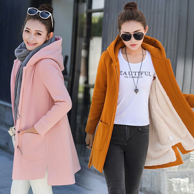 Title 3, Sweatshirt Jacket Korean Zipper Mid-Length Hood...