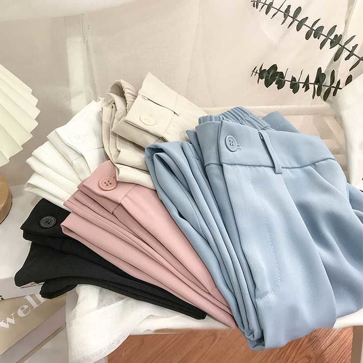 Suit Pants Women's Thin Style High Waist Wide Leg Pants Loose Straight Nine Points West Pants - Image 2