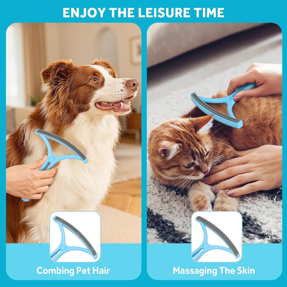 Pet Hair Remover Kit  Reusable Brush For Car Seats, Furniture Clothes Rotatable 52cm Handle, Built-in Tail Brush For Tight Gaps, Silicone Massage 5