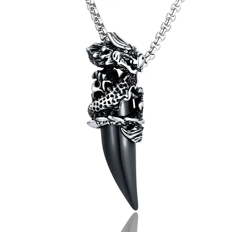 Stainless Steel Ornament Wolf Tooth Pendant Titanium Steel Necklace Men's Accessories