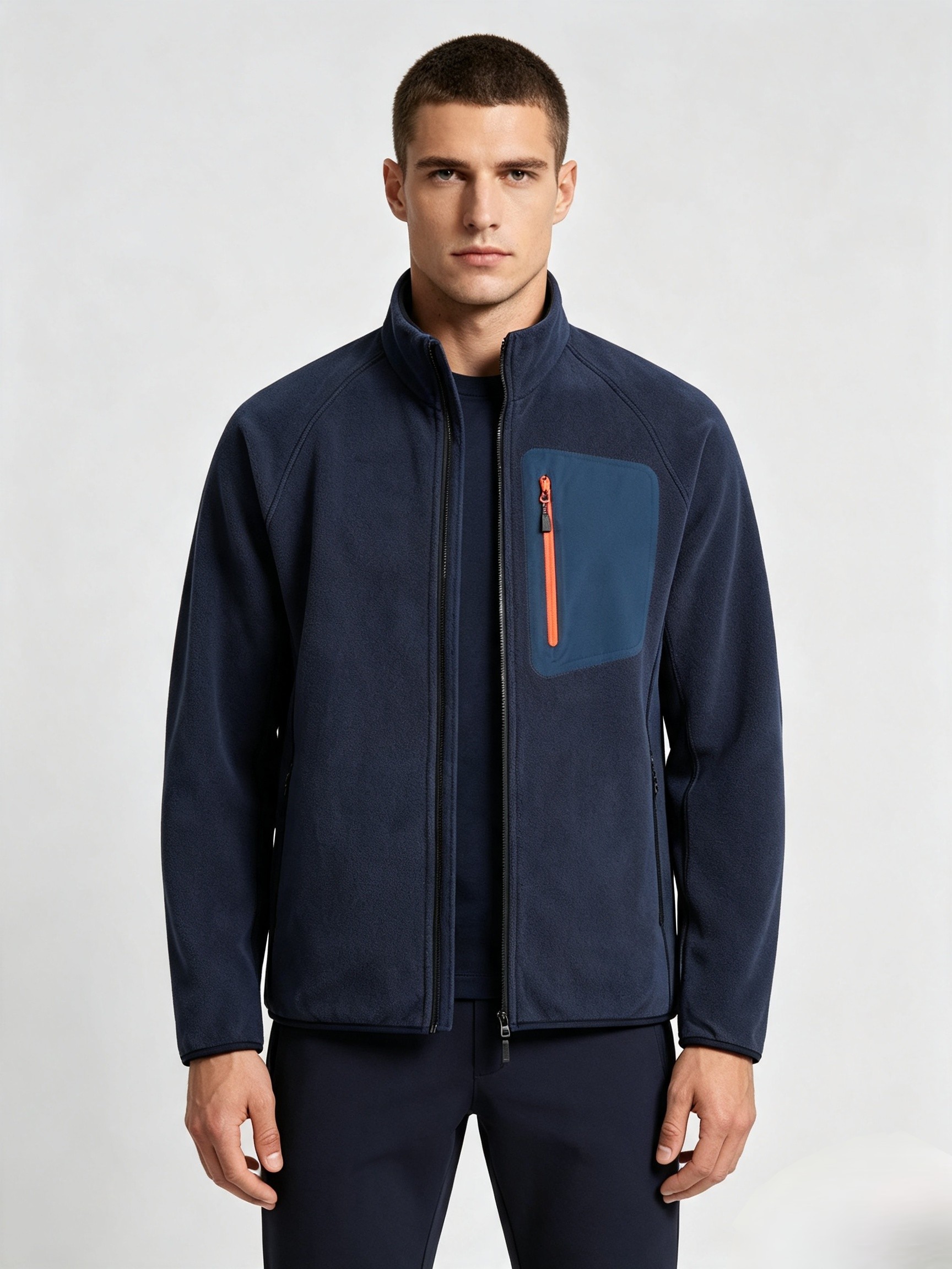 Full Zip Stand Collar Oat Fleece Jacket For Men, Warm Breathable Sports Fleece Outerwear, Versatile Coat For Daily Commute Camping Hiking Autumn Winter