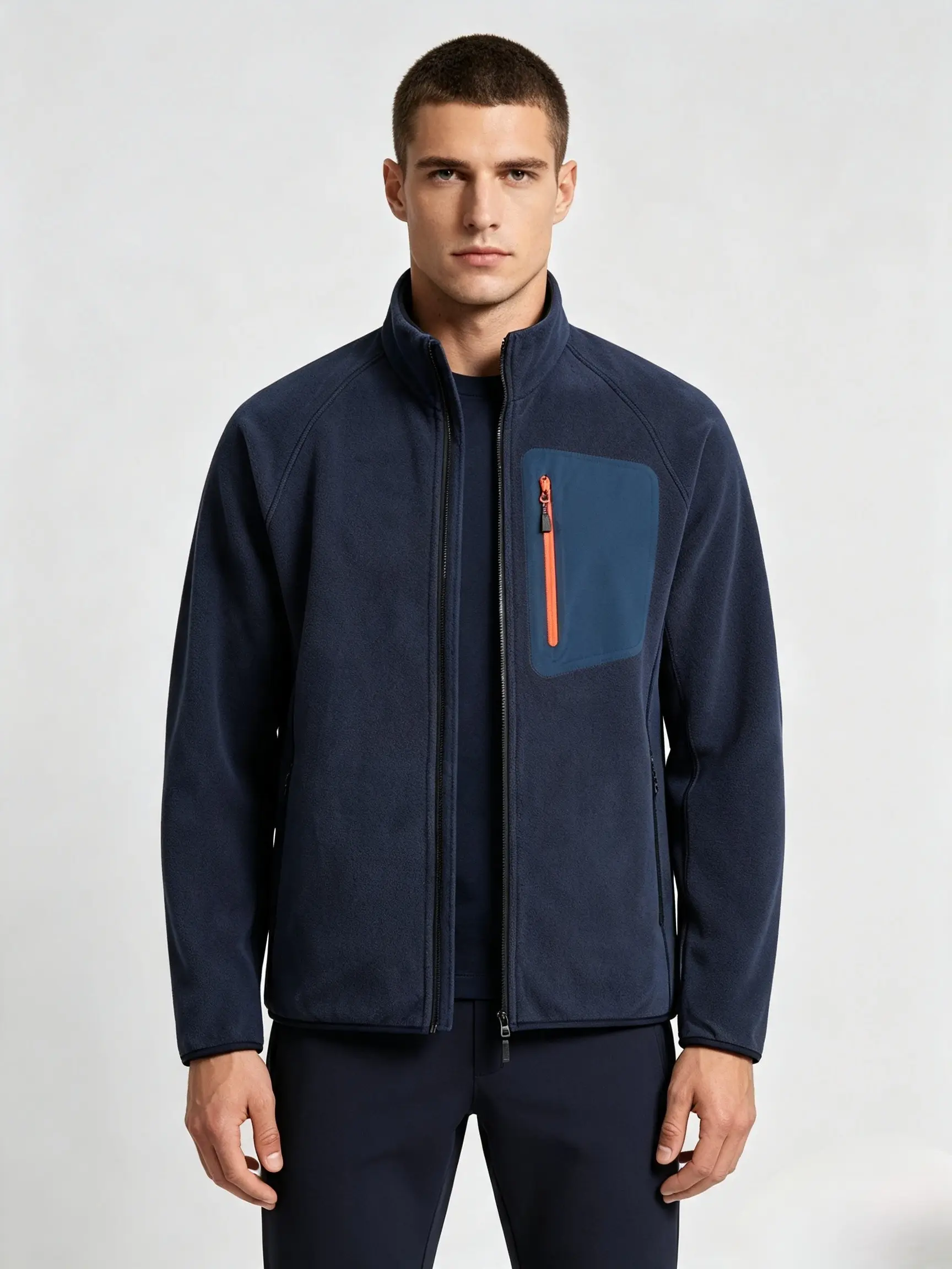 Full Zip Stand Collar Oat Fleece Jacket