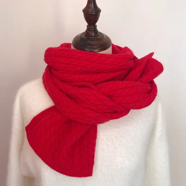 Women's Fashion Versatile Solid Color Warm Neck Shawl Red - Shop at LoveMi