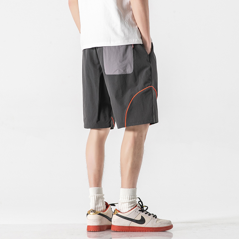 Contrast Stripes Five-point Pants Overalls Shorts Loose Casual Pants