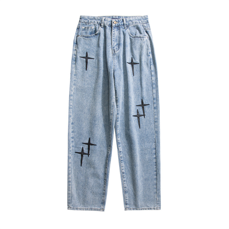 Title 7, Jeans anchos casuales para hombre, de corte hol...