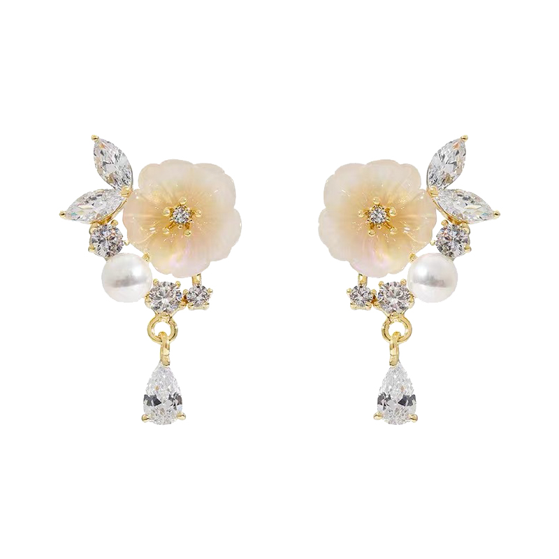 Title 4, Vintage Floral Earrings Femininity Pearls