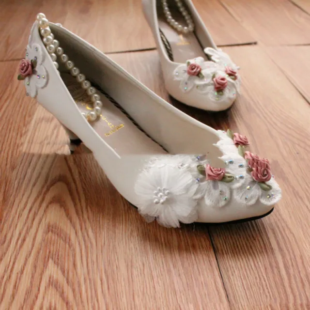Women's Fashion Decorative Pearl Anklet Wedding Shoes Flat Bottom 37 - Shop at LoveMi