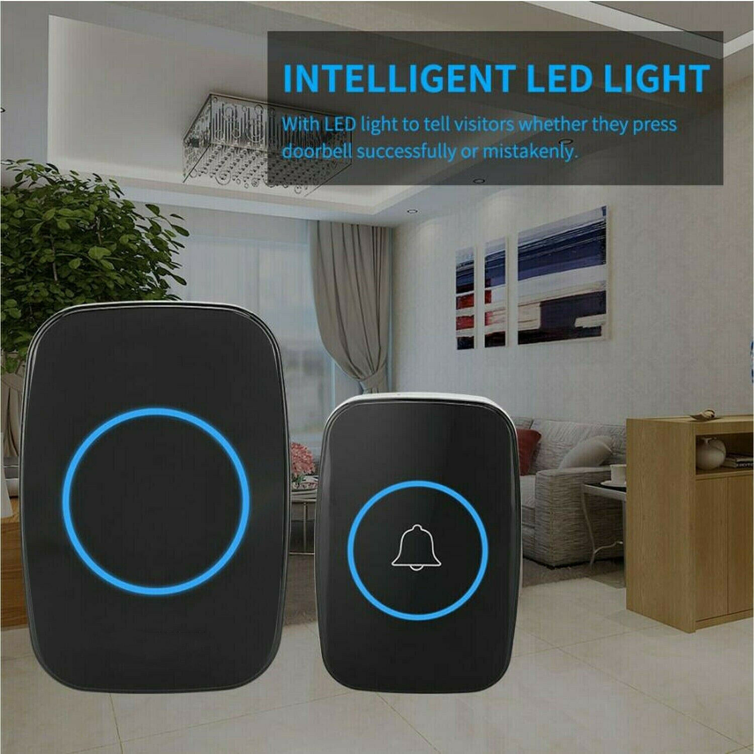 1O00ft Wireless Door Bells Waterproof Long Range Battery Home Cordless Doorbell