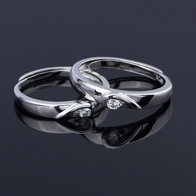 Sterling Silver And Platinum Plating Couple Ring