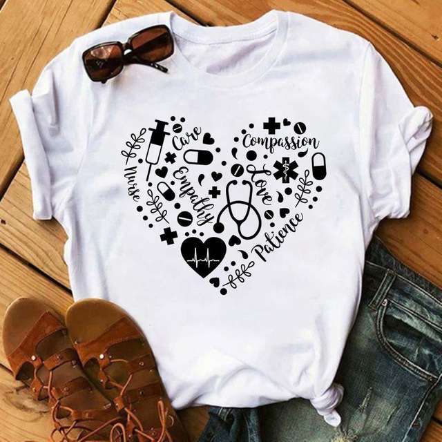 Women's Creative Heart Cartoon Print Bottoming Shirt Top