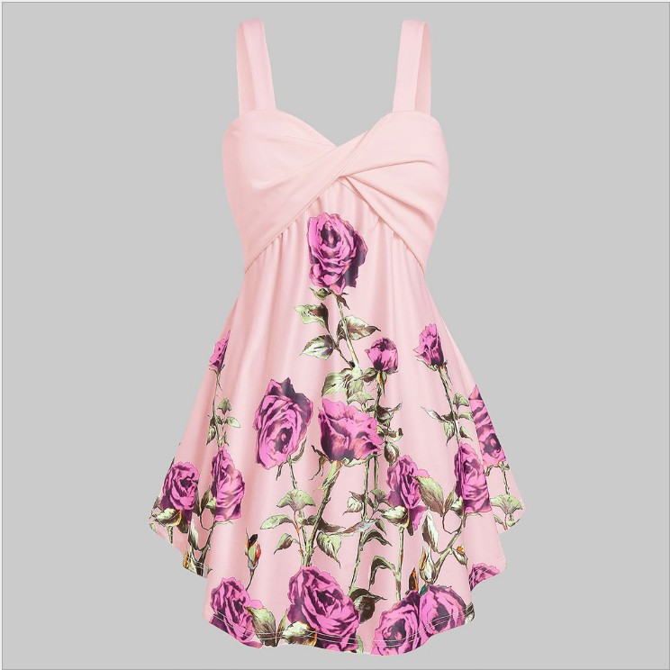 V-neck Cross-knot High-waisted Large-swing Mid-to-large Dress