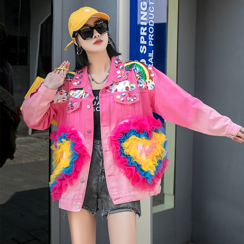 Women's Fashion Tie-dye Denim Coat
