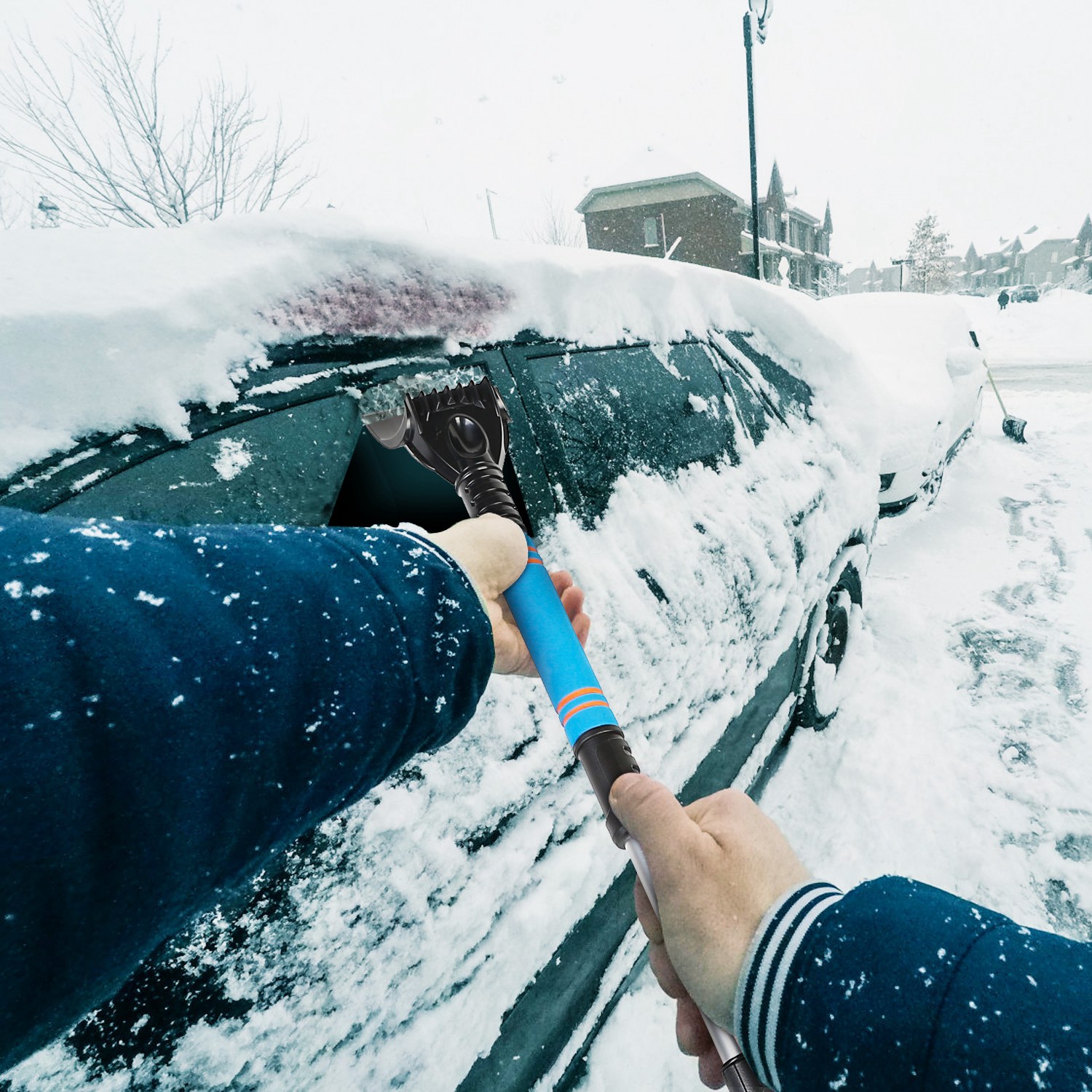 3 Color Options -- 1Pc 3 In 1 Windshield Ice Scraper Extendable Car Snow Removal Tool Telescoping Car Broom Snow Shovel Automobile Frost Removal - Image 19