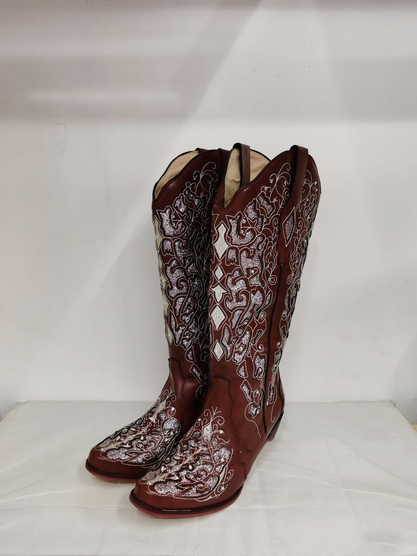 Title 2, Women Rhinestone Hollow Flower High Boots