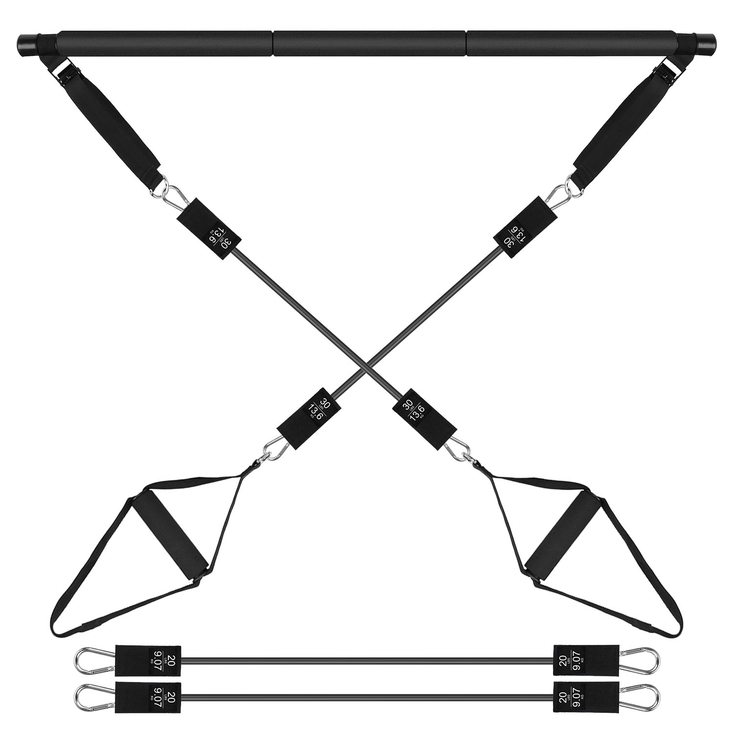 100LBS OR 180LBS Band Options - 1Pc Pilates Bar Kit Multifunctional Pilates Yoga Toning Bar Full Body Exercise Equipment Set For Beginners Intermediates Professionals 4 Elastic Resistance Bands — foto 11