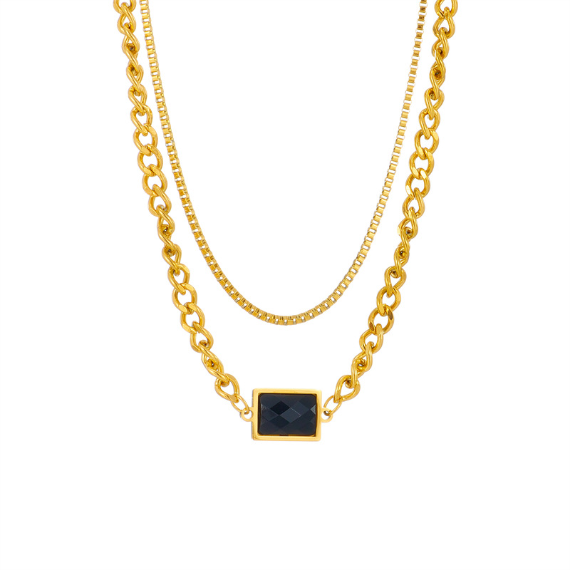 Double Titanium Steel Chain Necklace