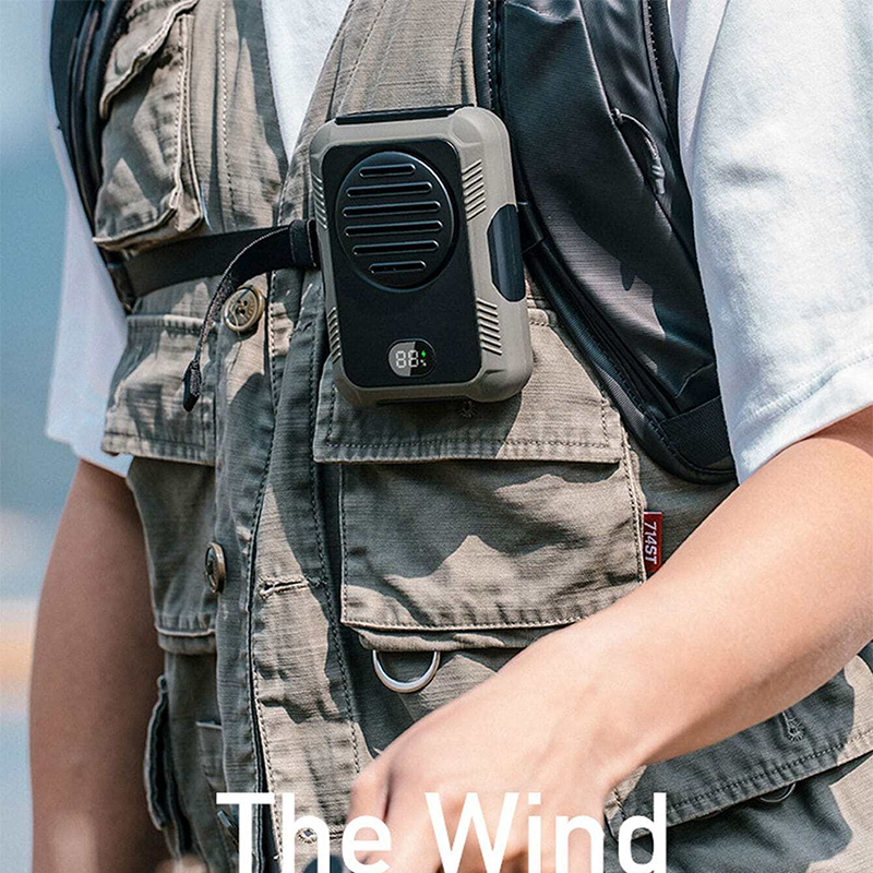 Leaf Less Waist Hanging Fan For Outdoor Sports Large Capacity Battery USB Charging  Portable High Wind Hanging Neck Fan — foto 2