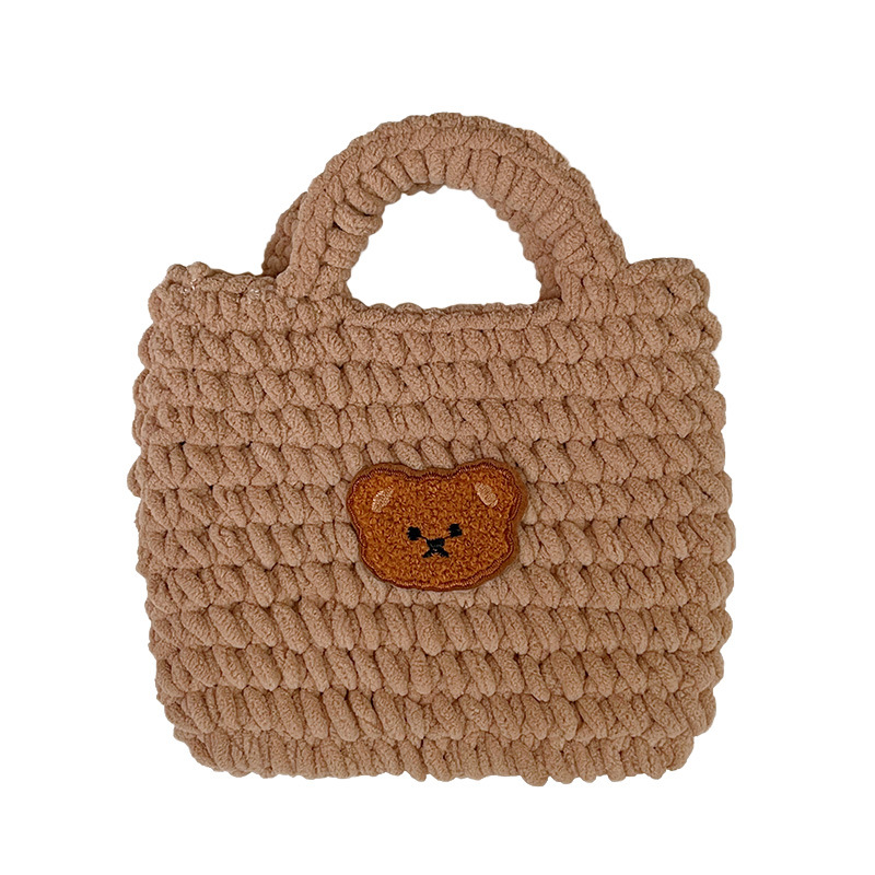Hand-woven Ice Strip Thread Bear Handbag