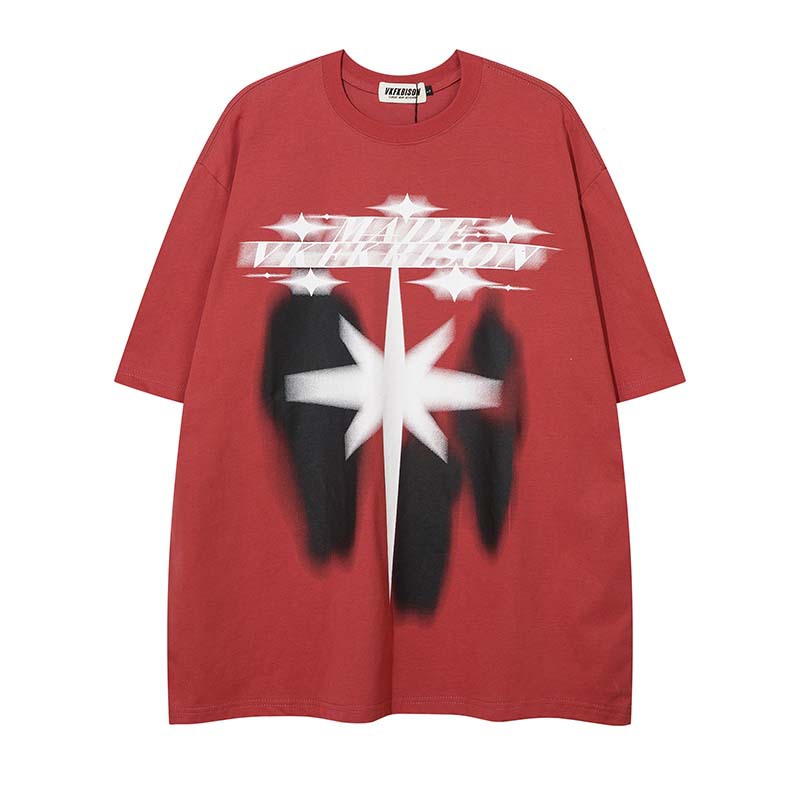 Title 3, Mens Vintage Letter Star Print T-shirt, a comf...