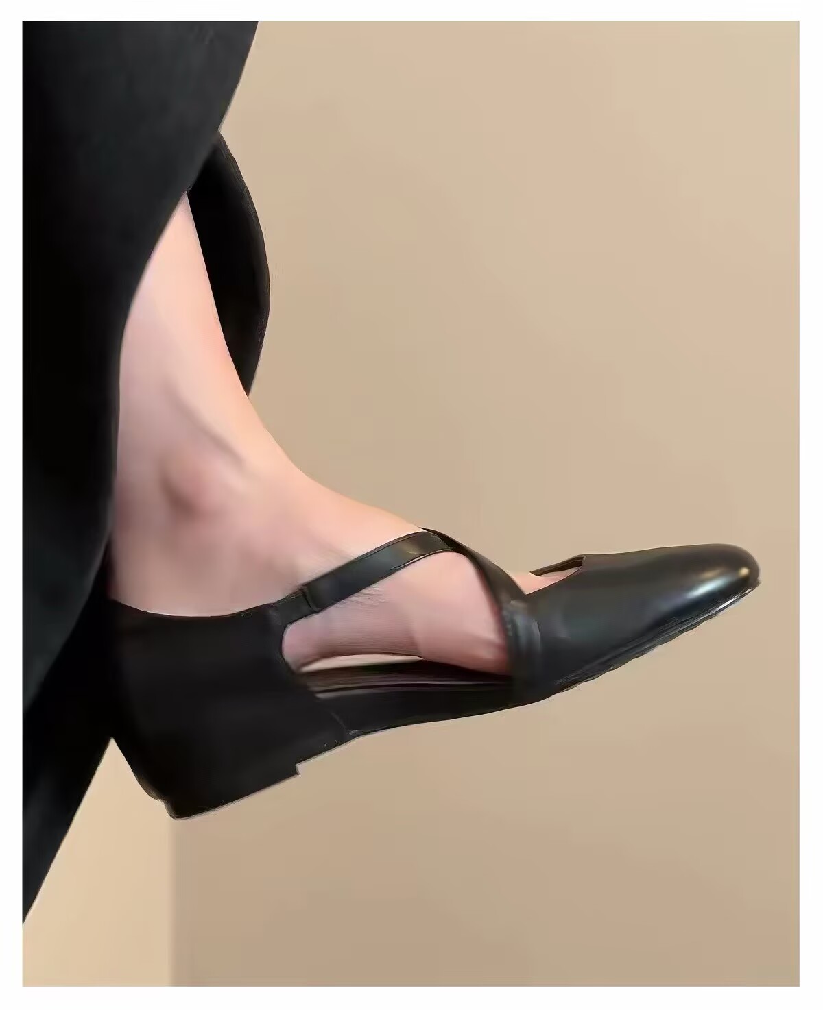 Women Vintage Cross Strap Hollow Mary Jane Flats, 2026 Summer Invisible Height Increase Commuter Shoes, Low Cut Design — view 4