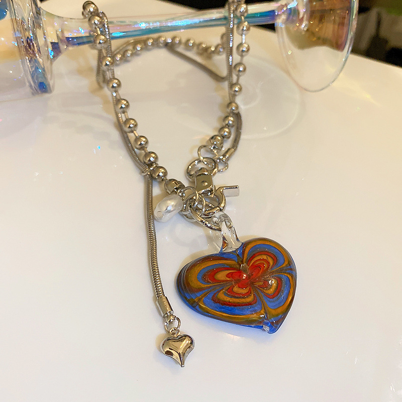 Irregular Pearl Big Love Double Necklace