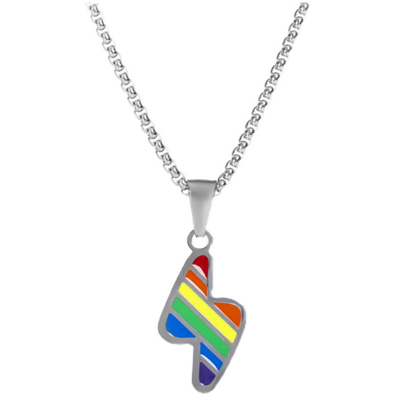 Six-color Rainbow Lightning Fashion Titanium Steel Necklace Simple Personality Temperament