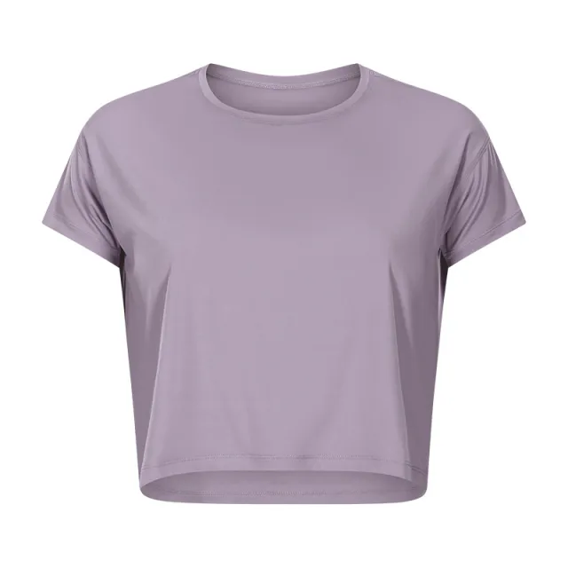 Fashion Loose Simple Yoga Short Sleeve Lead Pink - Shop at LoveMi