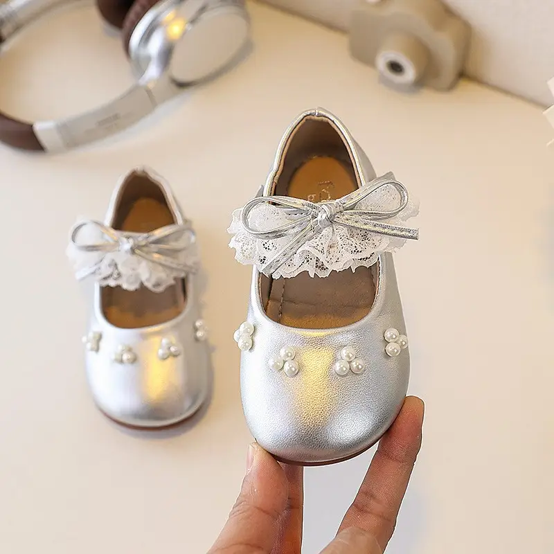 Children's Leather Shoes For Baby Girls, Mary Jane Lace Princess Shoes, Fashionable And Versatile Soft Soled Single Shoes