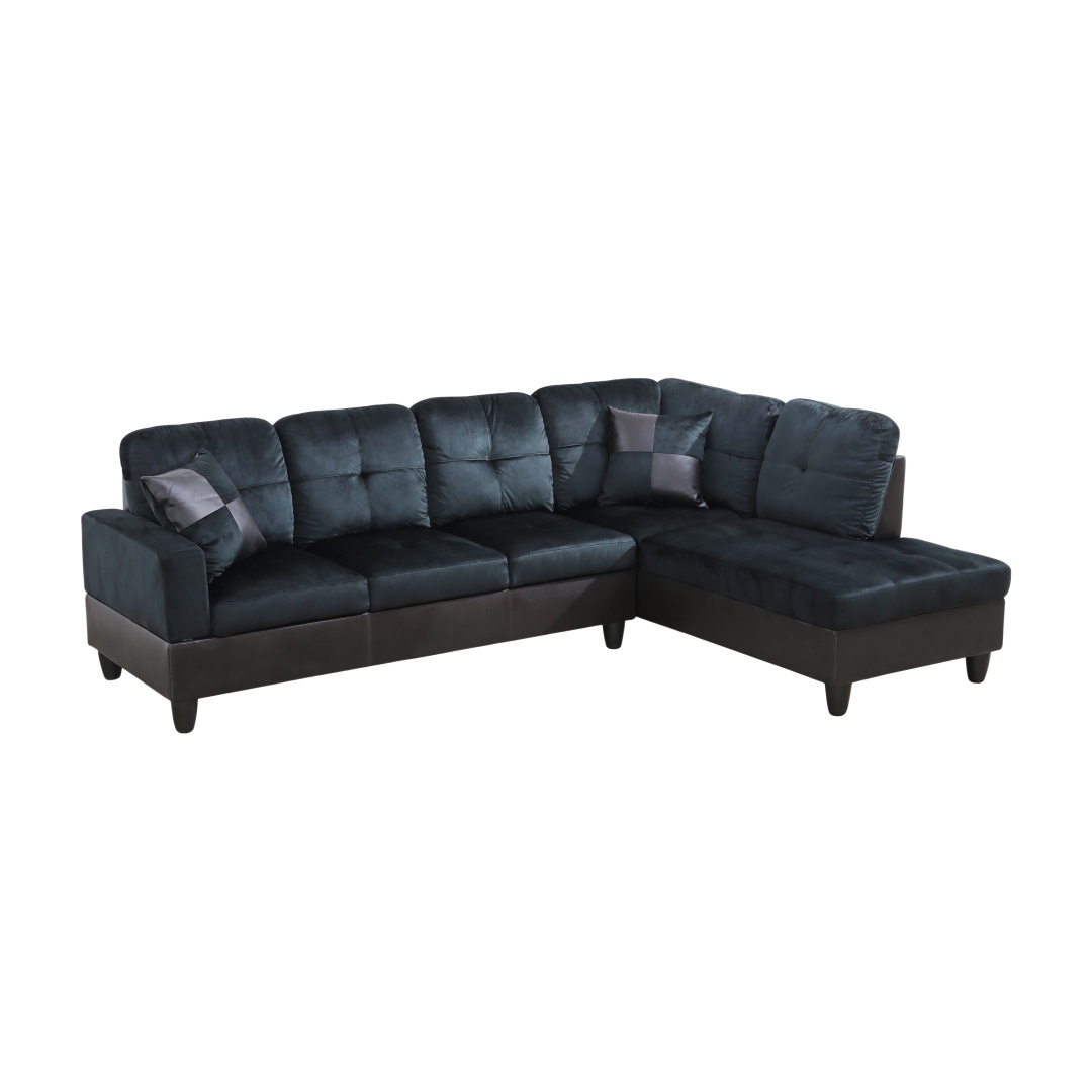 Pickup Only--Dark Blue And Brown Color Lint And PVC 3-Piece Couch Living Room Sofa Set