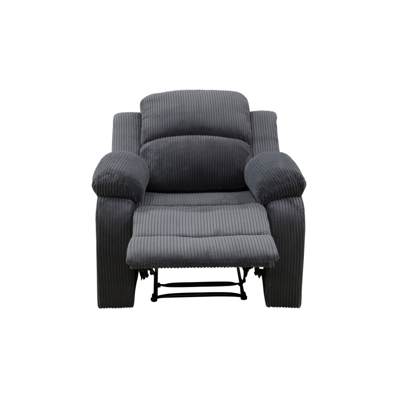 Pickup Only--Dark Grey Corduroy 3-Piece Living Room Recliner Sofa