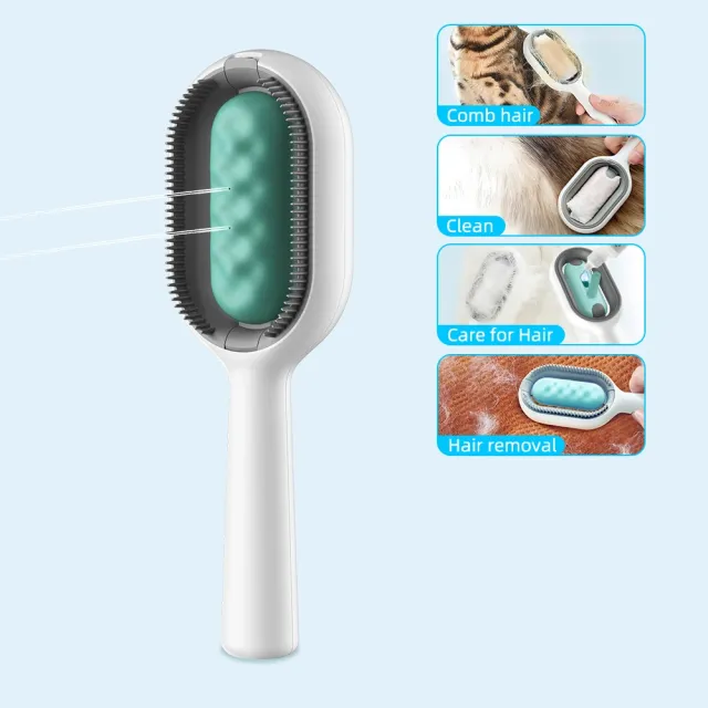 Cat Hair Brush With Water, Sticky Brush For Cats, 4 In 1 Cat Grooming Brush Creative Update Cat Dog Grooming Comb With Water Tank Double Sided Hair... Blue - Shop at LoveMi