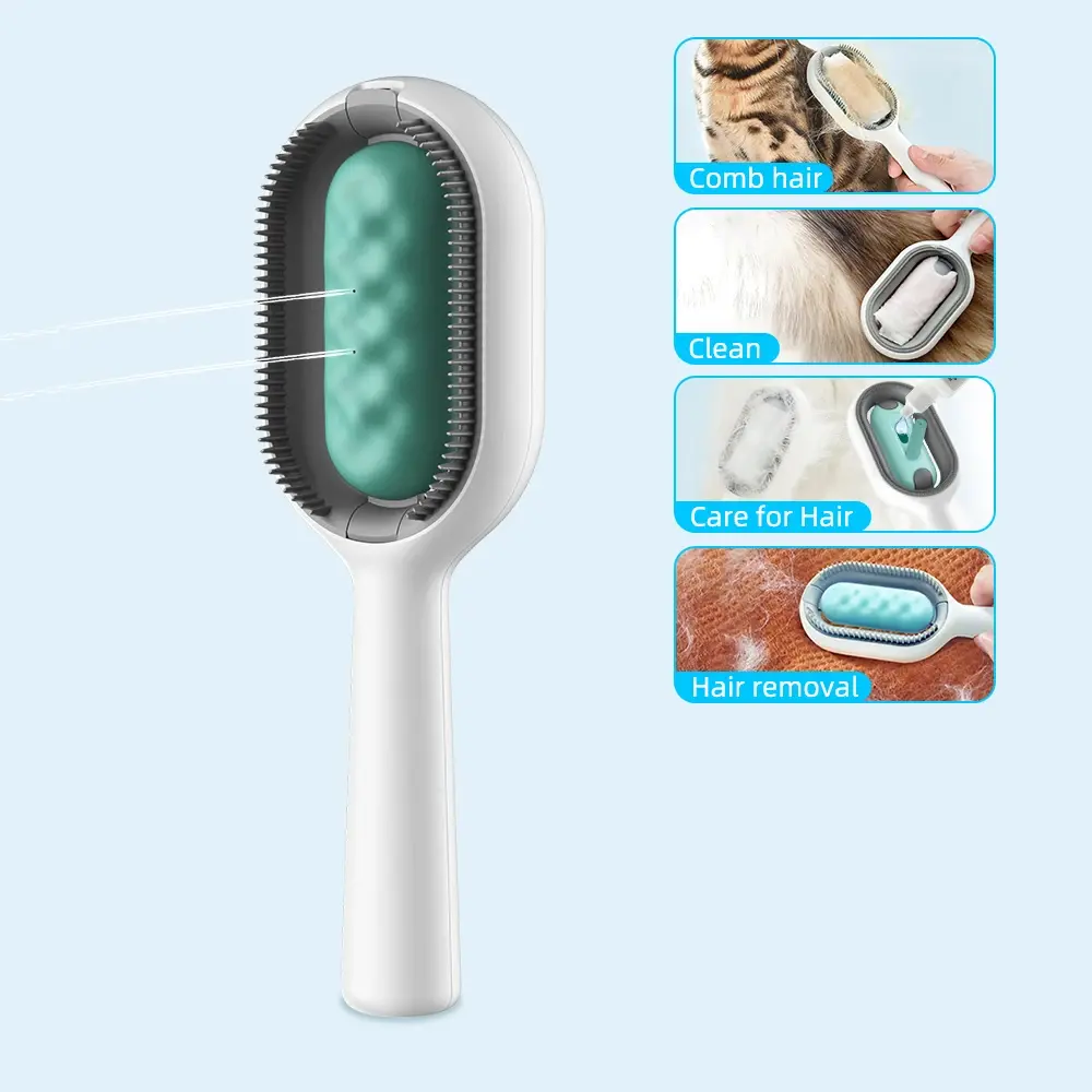 Cat Hair Brush with Water, Sticky Brush for Cats, 4 In-1 Cat Grooming Brush
