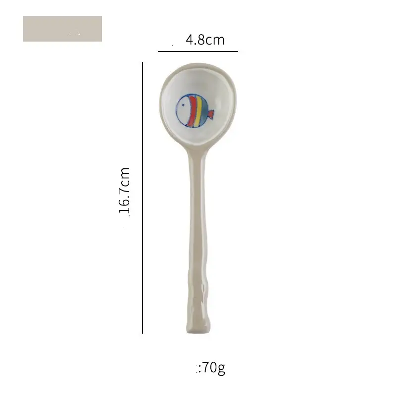 Home Creative Rough Pottery Hand-painted Ceramic Tableware Spoon Rice Spoon