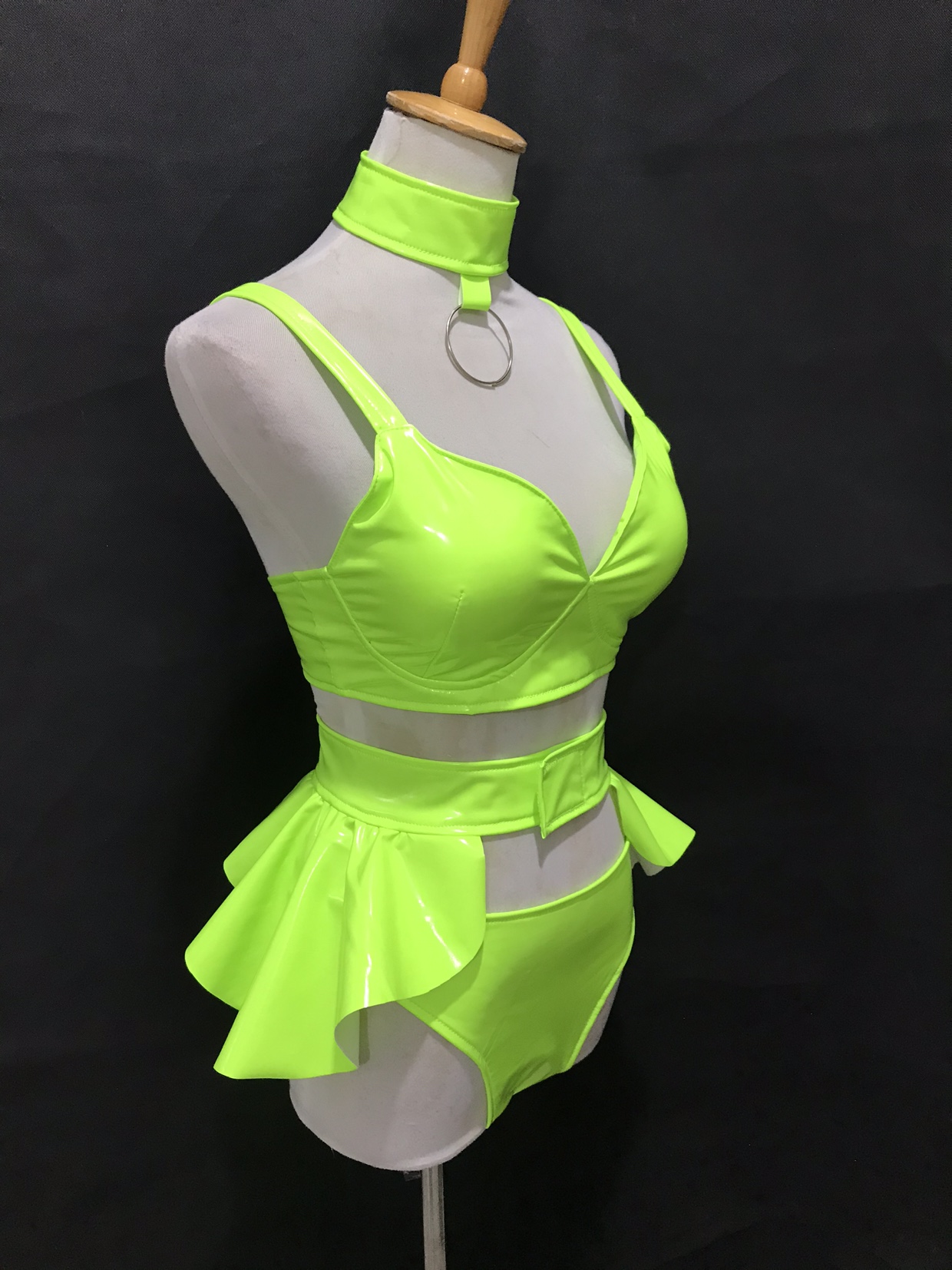 Title 5, Bar Costume Sexy Fluorescent Elastic Patent Lea...